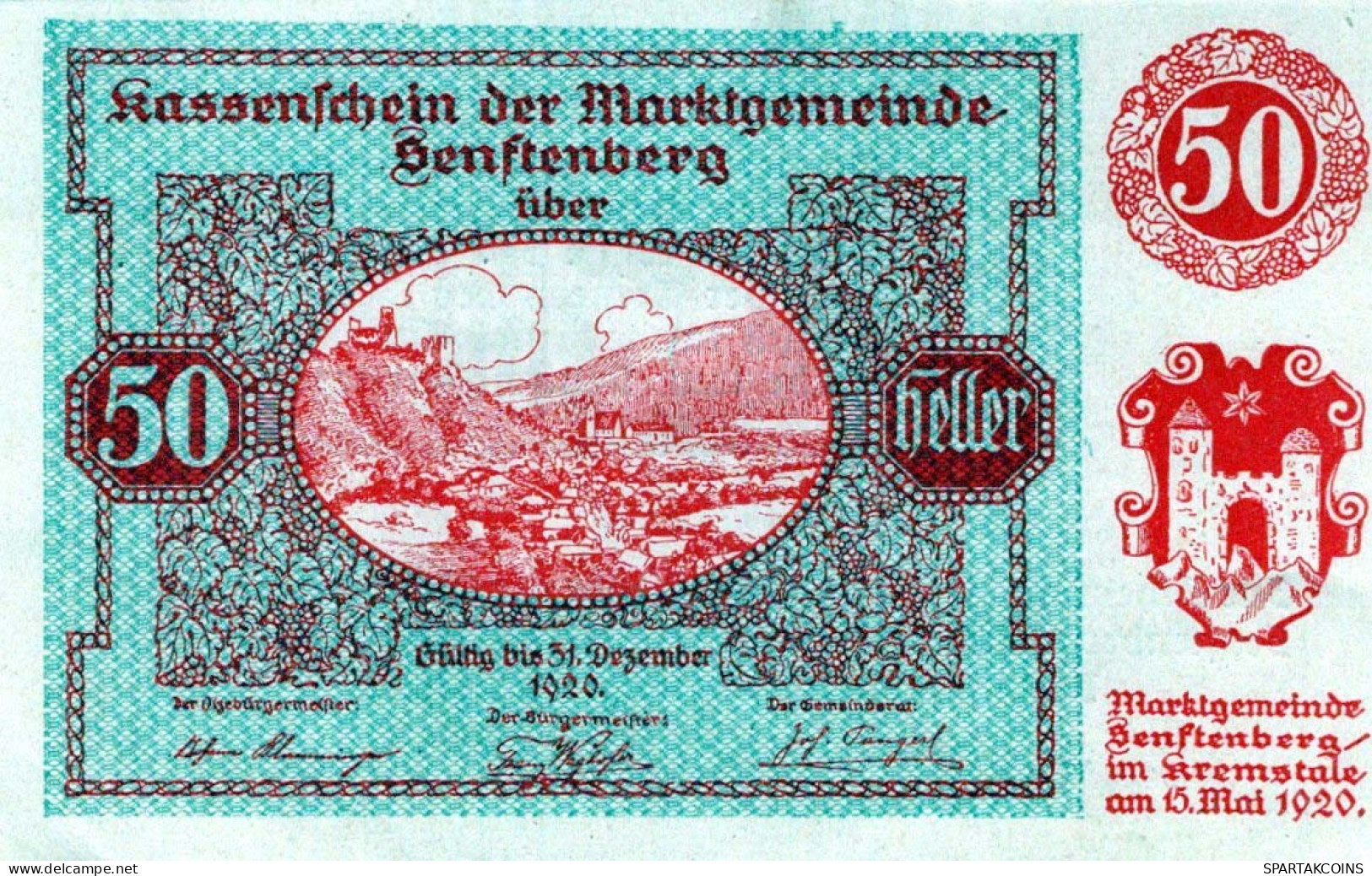 50 HELLER 1920 Stadt SENFTENBERG Niedrigeren Österreich Notgeld #PE858 - [11] Emissions Locales