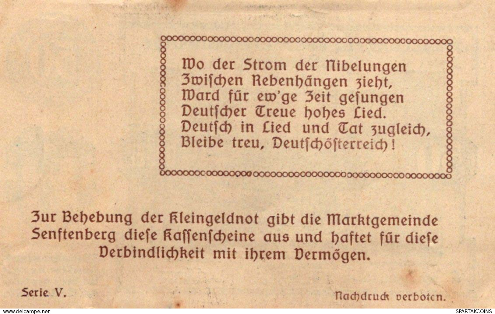 50 HELLER 1920 Stadt SENFTENBERG Niedrigeren Österreich Notgeld #PE702 - [11] Emissions Locales