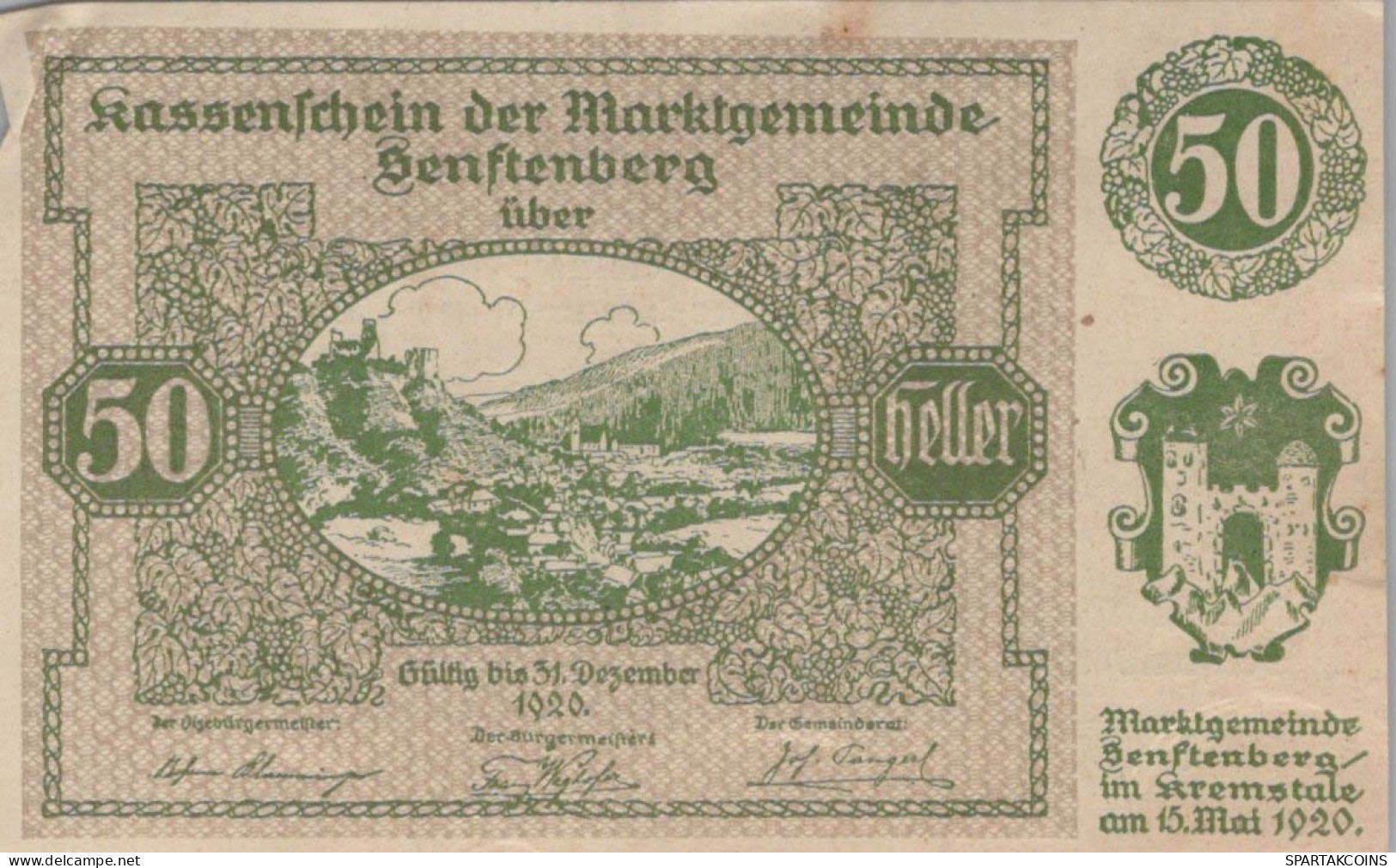 50 HELLER 1920 Stadt SENFTENBERG Niedrigeren Österreich Notgeld #PE689 - [11] Emissions Locales