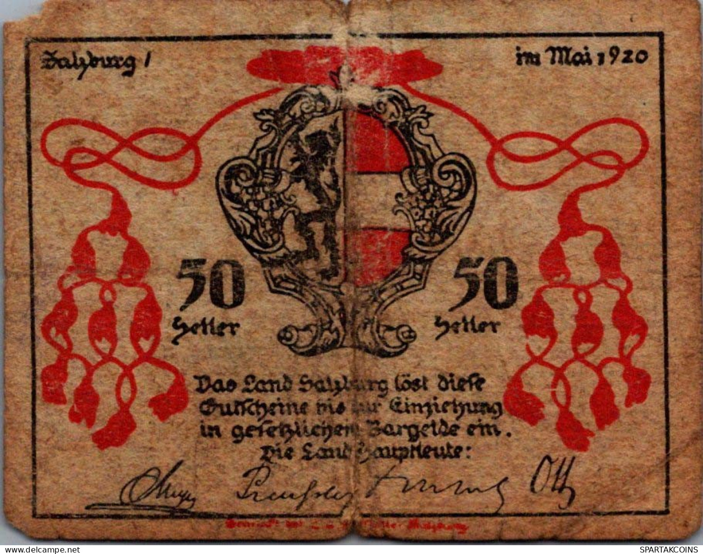 50 HELLER 1920 Stadt SALZBURG Salzburg Österreich Notgeld Banknote #PI229 - [11] Emisiones Locales