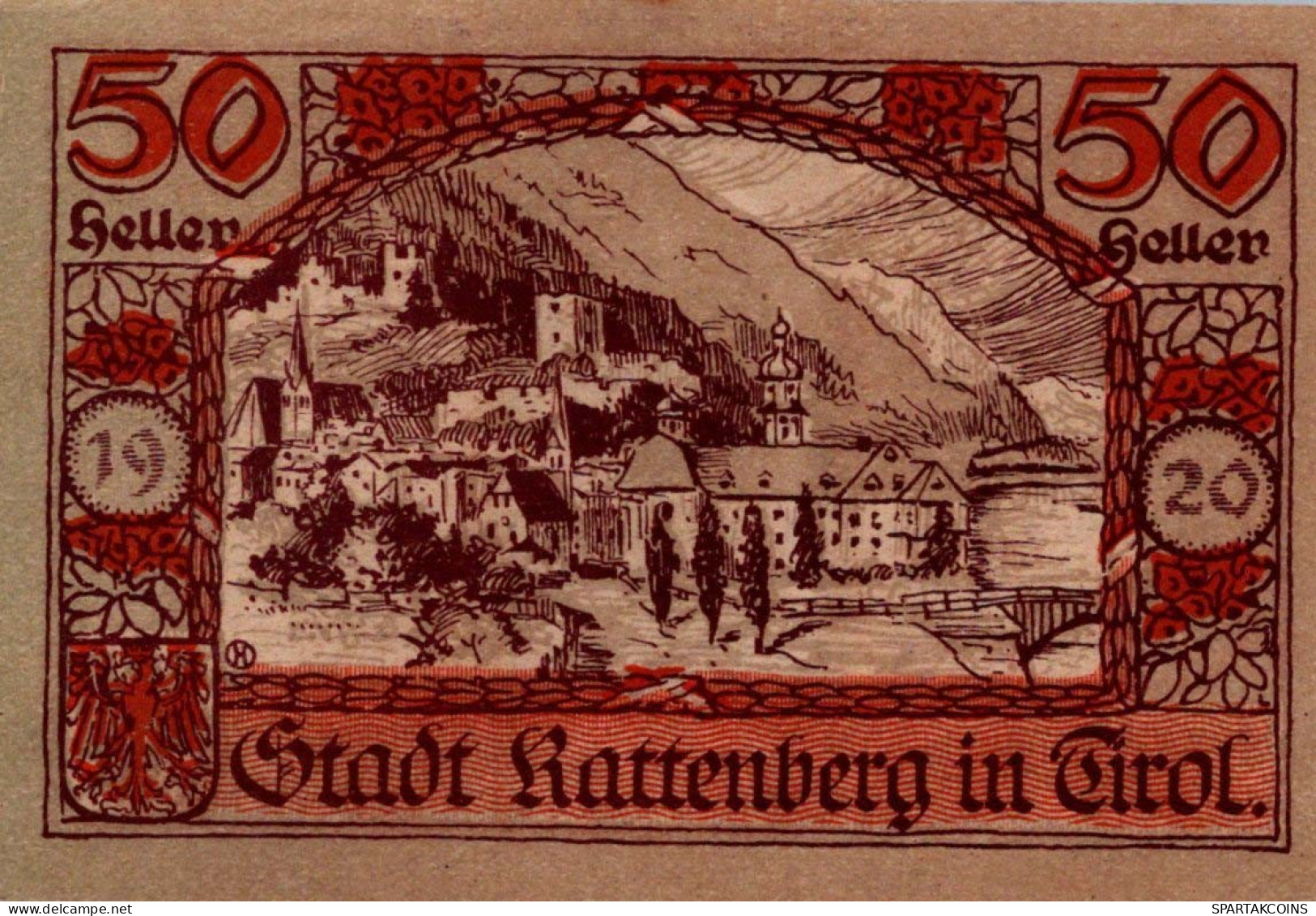 50 HELLER 1920 Stadt RATTENBERG Tyrol Österreich Notgeld Banknote #PE522 - [11] Local Banknote Issues