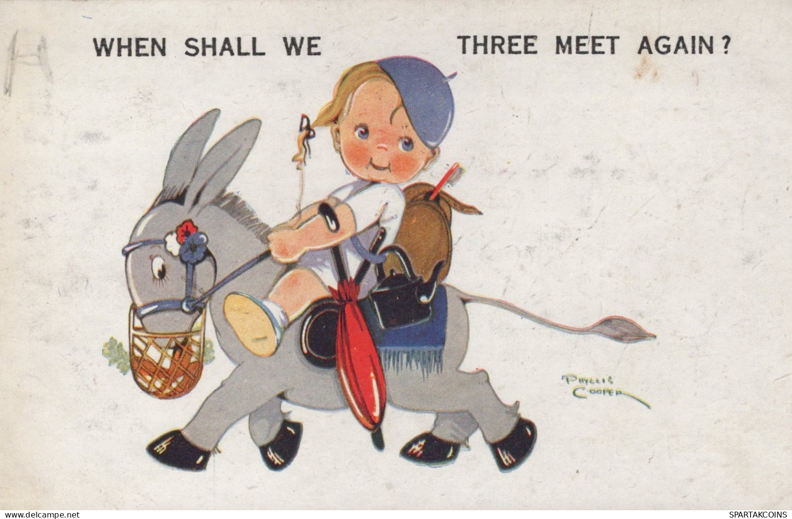 DONKEY Animals Children Vintage Antique Old CPA Postcard #PAA111.GB - Anes