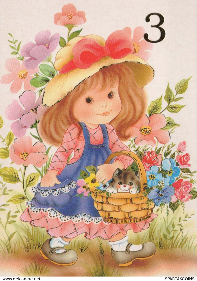 HAPPY BIRTHDAY 3 Year Old GIRL CHILDREN Vintage Postal CPSM #PBT897.GB - Anniversaire