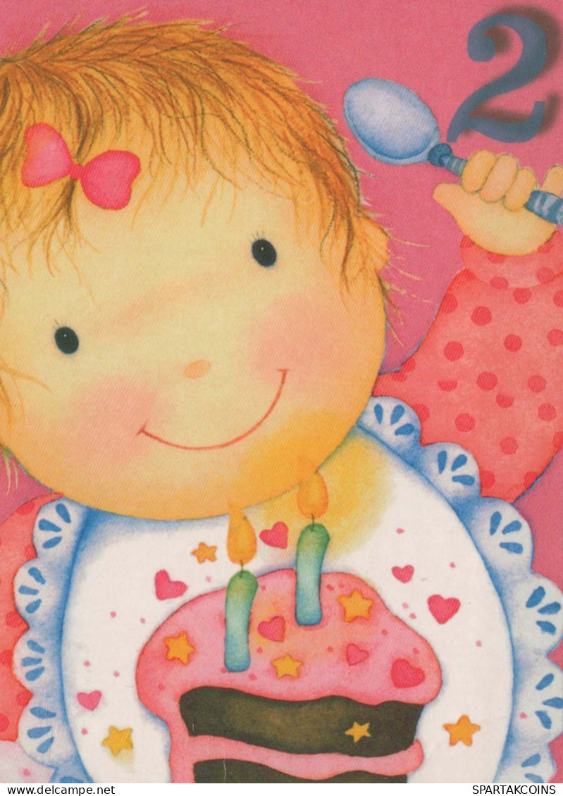 HAPPY BIRTHDAY 2 Year Old GIRL CHILDREN Vintage Postal CPSM #PBT837.GB - Anniversaire