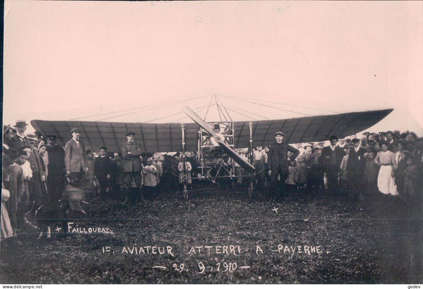 Failloubaz, Aviateur Atterri à Payerne Le 29.9.1910 Photographie 10x15 - ....-1914: Précurseurs