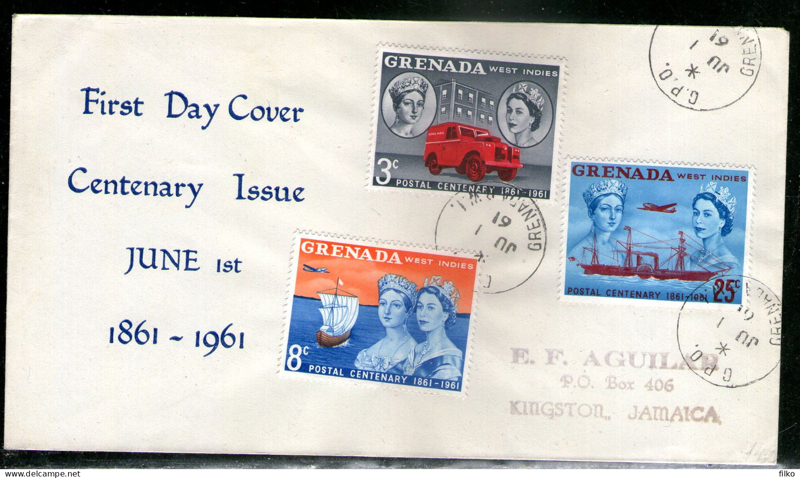 Grenada,1961 FDC SG#208/210 Cancel,:Grenada,01/06/1961,as  Scan - Grenada (...-1974)