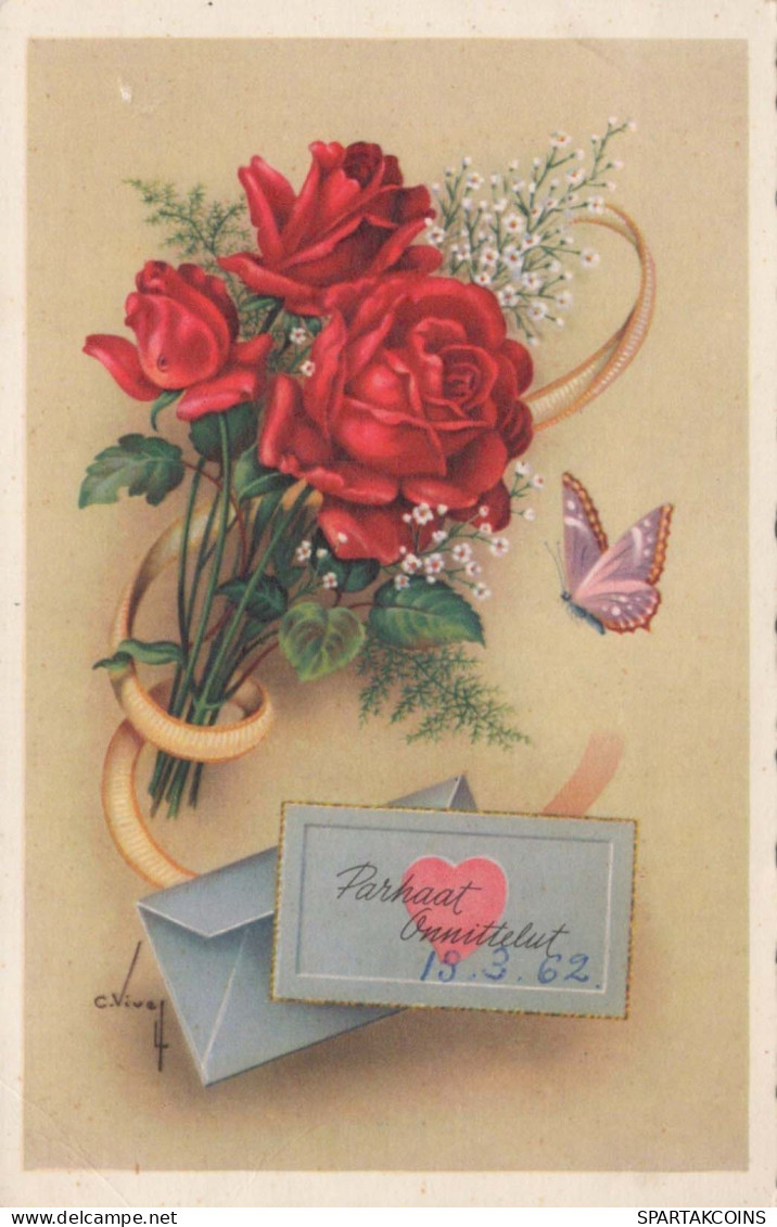 FLOWERS Vintage Ansichtskarte Postkarte CPSMPF #PKG075.DE - Bloemen