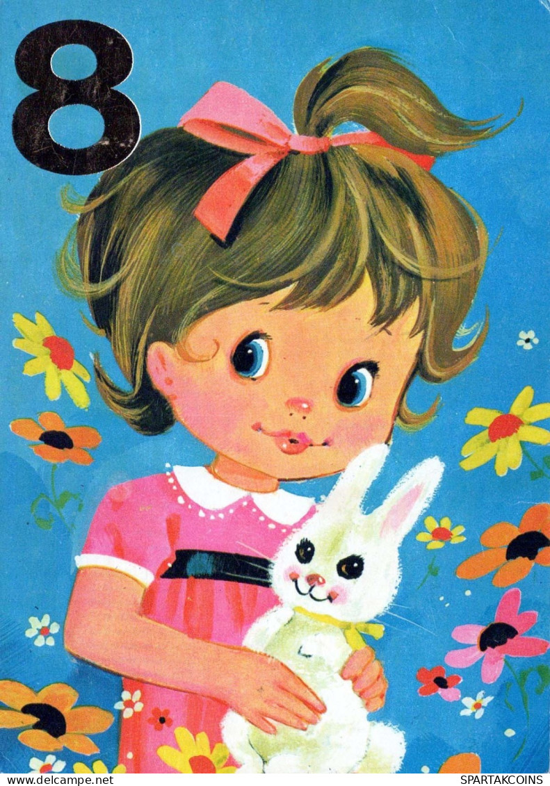 ALLES GUTE ZUM GEBURTSTAG 8 Jährige MÄDCHEN KINDER Vintage Postal CPSM #PBT778.DE - Anniversaire