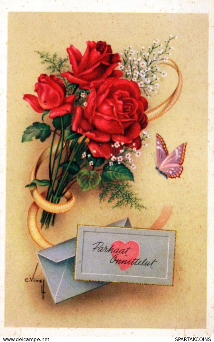 FIORI Vintage Cartolina CPSMPF #PKG076.IT - Blumen