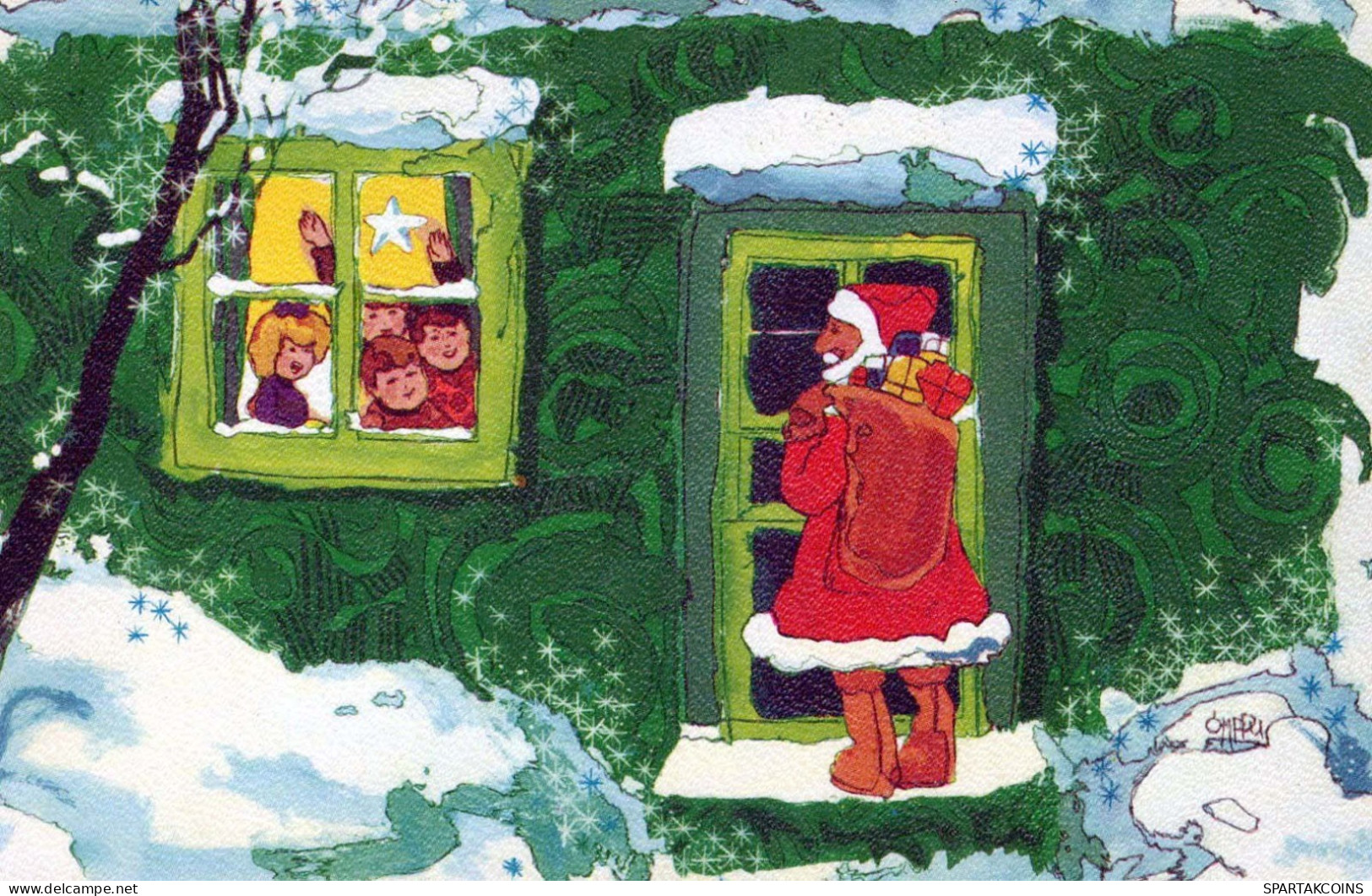 BABBO NATALE Buon Anno Natale Vintage Cartolina CPSMPF #PKG382.IT - Santa Claus