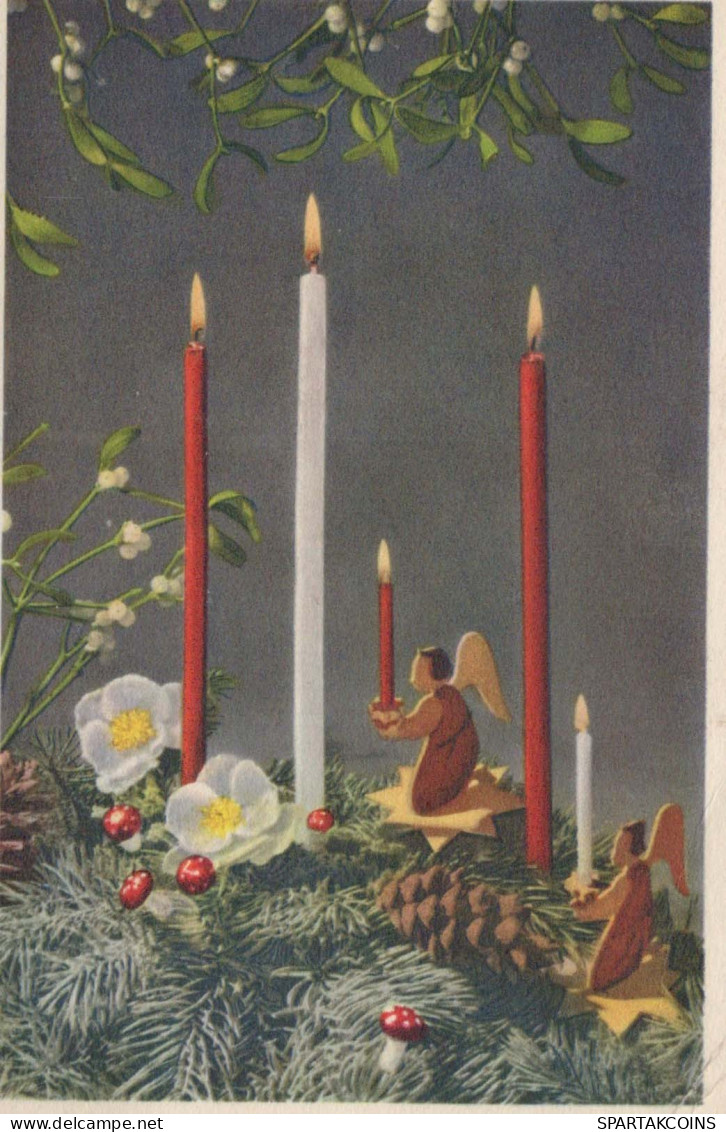 Buon Anno Natale CANDELA Vintage Cartolina CPSMPF #PKD144.IT - Año Nuevo