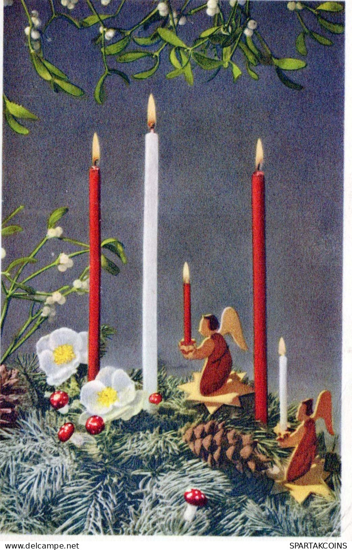 Buon Anno Natale CANDELA Vintage Cartolina CPSMPF #PKD144.IT - Año Nuevo