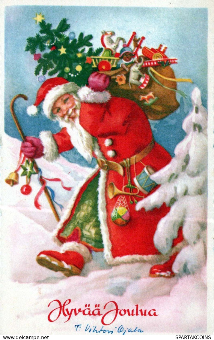 BABBO NATALE Buon Anno Natale Vintage Cartolina CPSMPF #PKD577.IT - Santa Claus