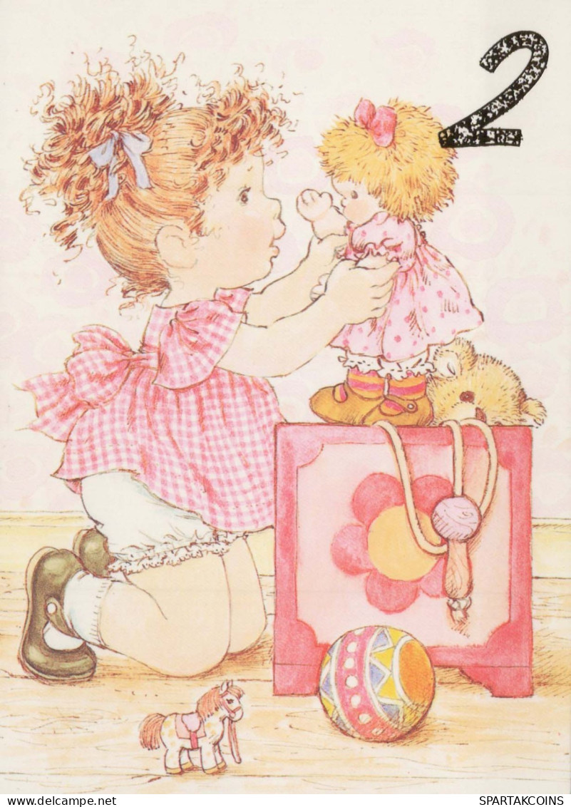 BUON COMPLEANNO 2 Años RAGAZZA BAMBINO Vintage Postal CPSM #PBT841.IT - Geburtstag