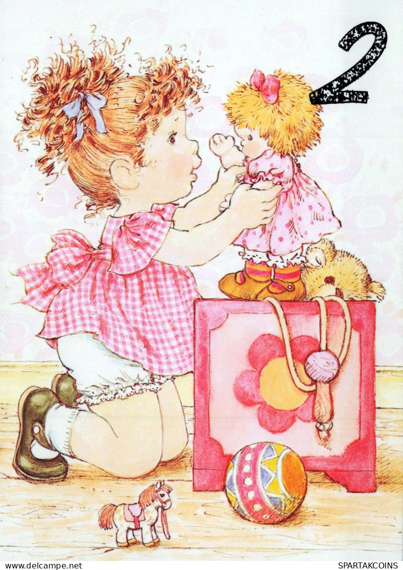 BUON COMPLEANNO 2 Años RAGAZZA BAMBINO Vintage Postal CPSM #PBT841.IT - Anniversaire