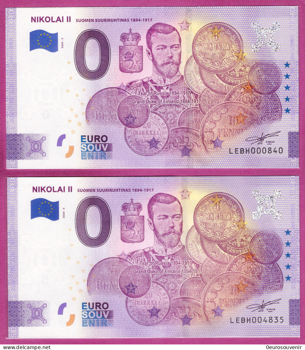 0-Euro LEBH 2020-5 NIKOLAI II SUOMEN SUURIRUHTINAS 1894-1917 Set NORMAL+ANNIVERSARY - Privéproeven