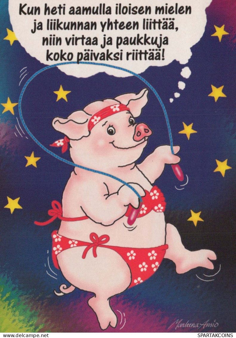 MAIALE Animale Vintage Cartolina CPSM #PBR781.IT - Pigs