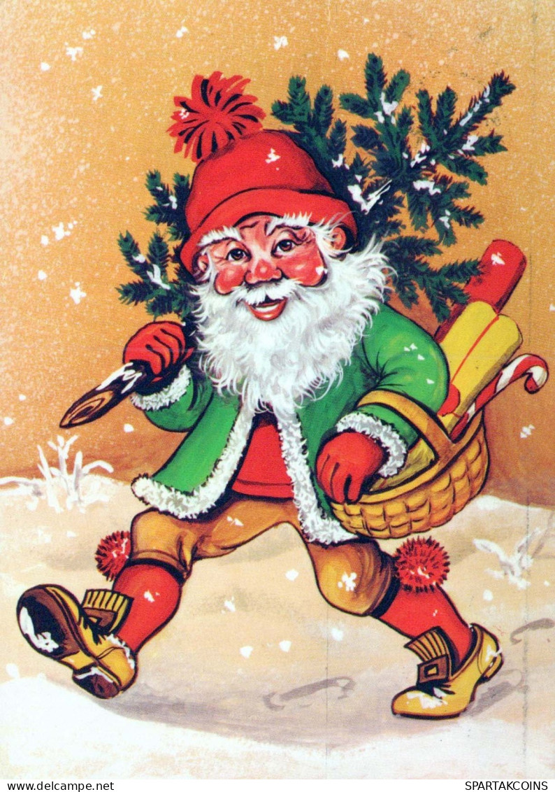 BABBO NATALE Buon Anno Natale Vintage Cartolina CPSM #PBL215.IT - Santa Claus