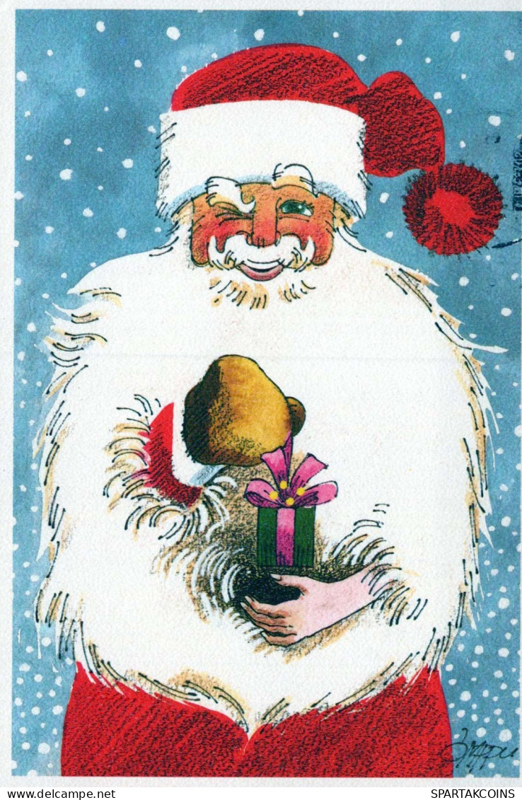 BABBO NATALE Buon Anno Natale Vintage Cartolina CPSM #PBL534.IT - Santa Claus