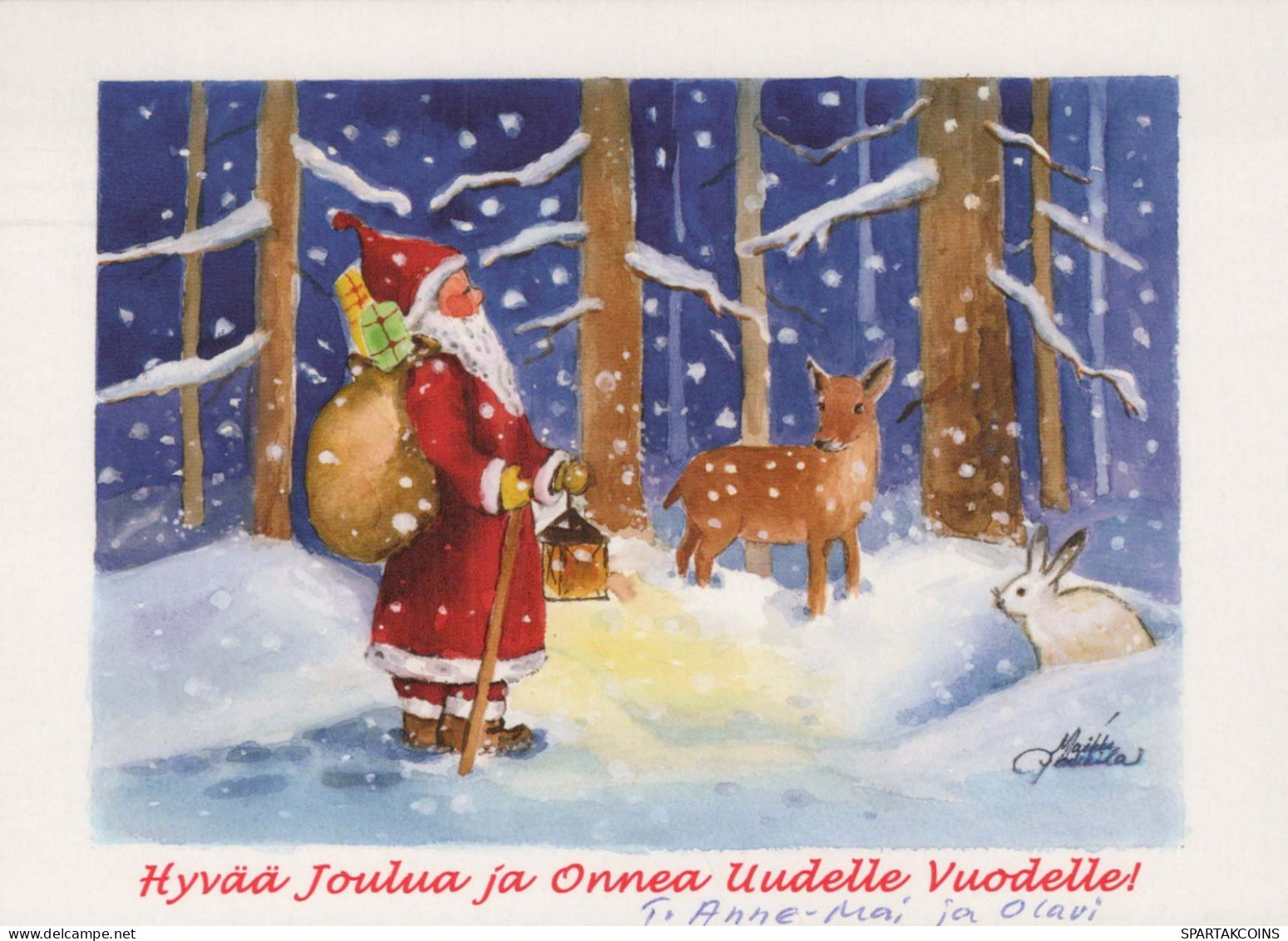 BABBO NATALE Buon Anno Natale Vintage Cartolina CPSM #PBB027.IT - Santa Claus