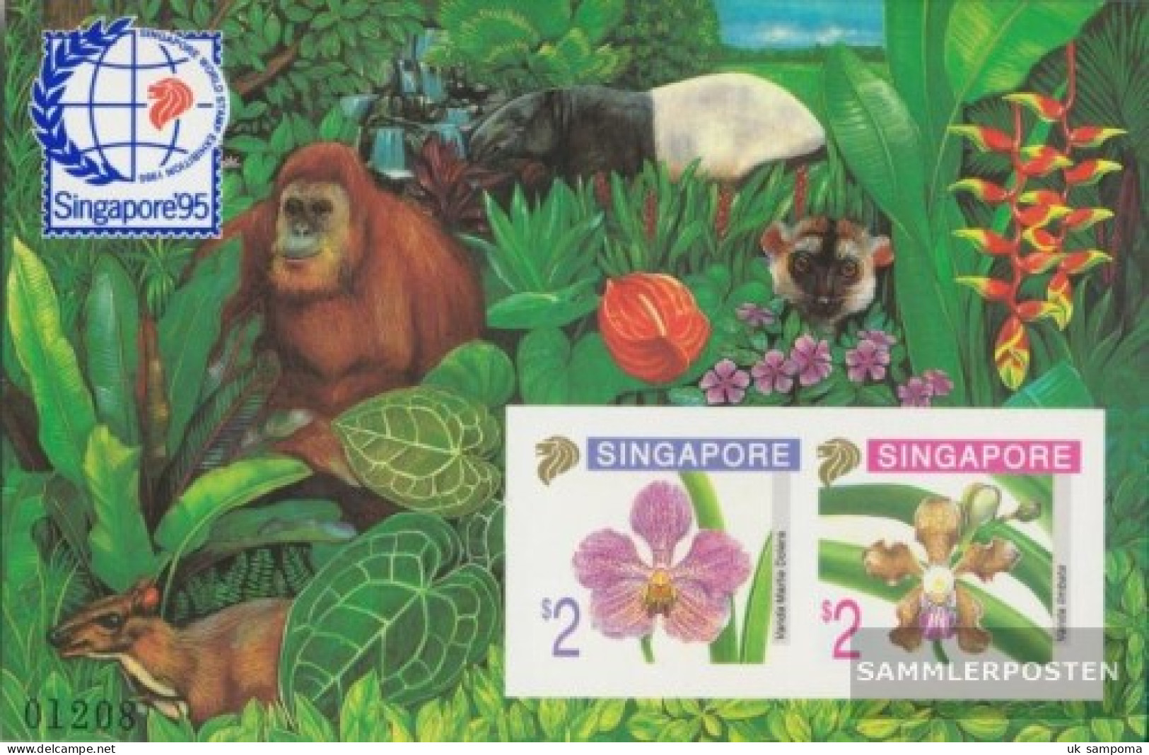 Singapore Block33B (complete Issue) Ungezähnt Unmounted Mint / Never Hinged 1995 Orchids - Orang-Utan, Tapir - Singapore (1959-...)