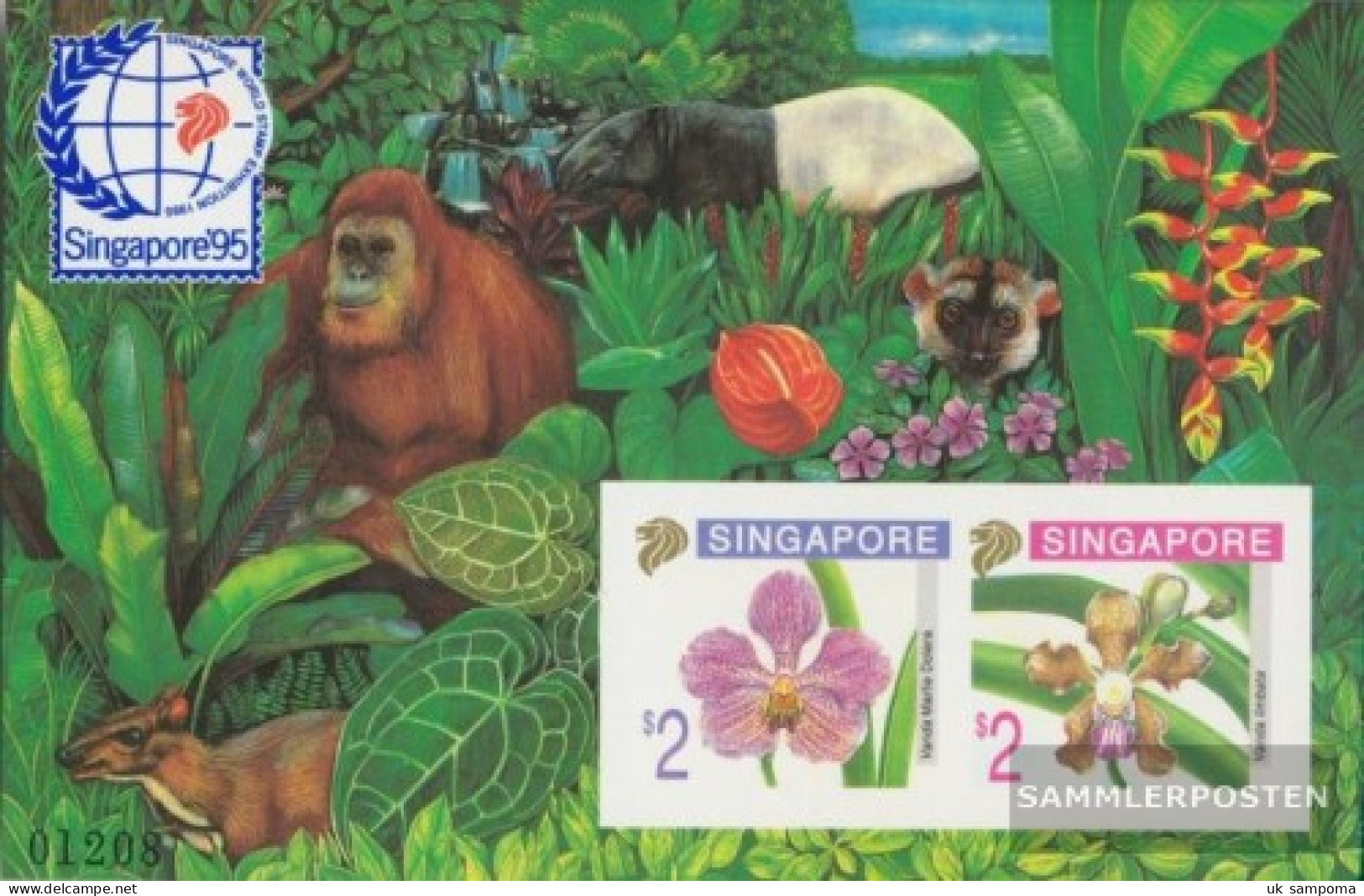 Singapore Block33B (complete Issue) Ungezähnt Unmounted Mint / Never Hinged 1995 Orchids - Orang-Utan, Tapir - Singapour (1959-...)