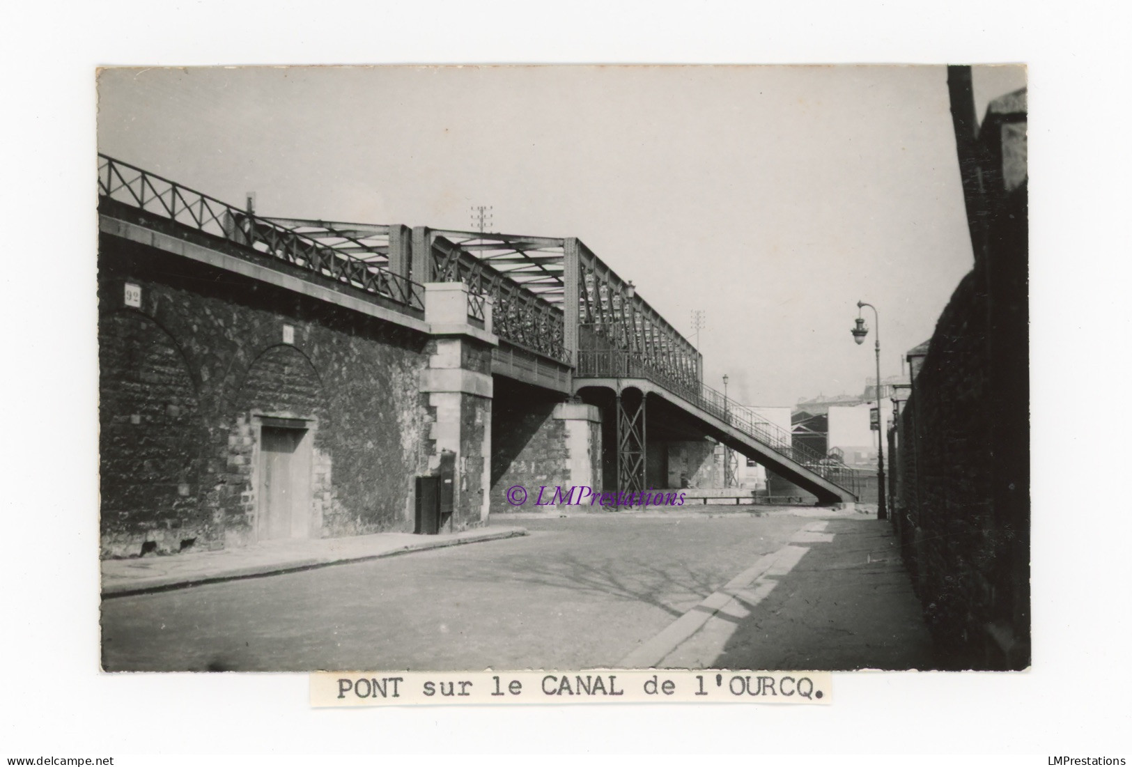 Lot De 3 Photos SNCF Petite Ceinture Pont Sur Le Canal De L'Ourcq Paris Seine 75 France Train Chemin Fer Péniche Photo - Trains