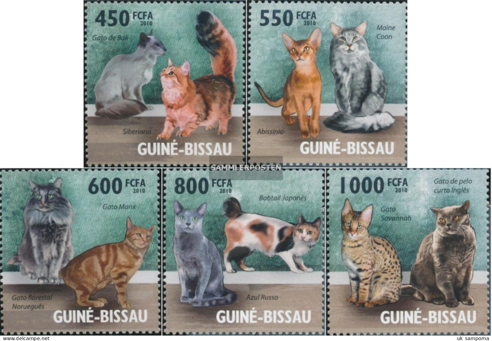 Guinea-Bissau 4575-4579 (complete. Issue) Unmounted Mint / Never Hinged 2010 Cats - Guinea-Bissau