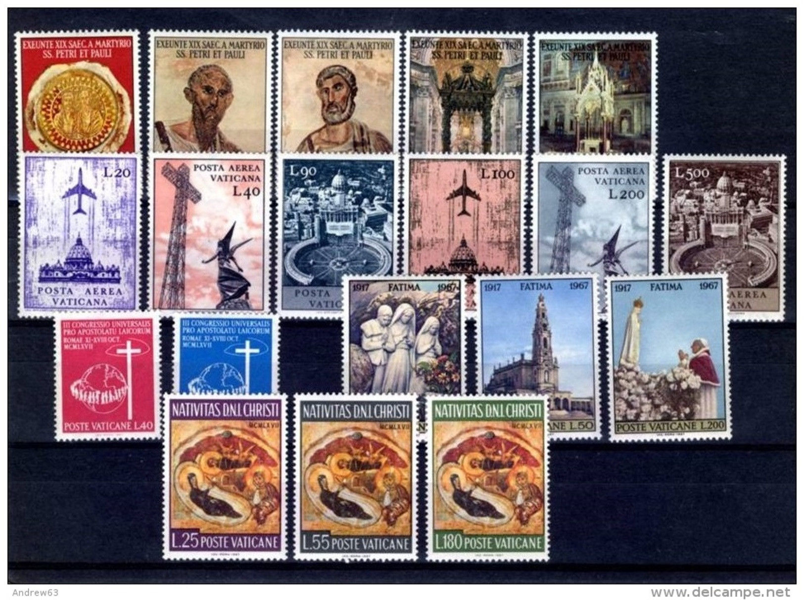 VATICANO - VATICAN - 1967 - Annata Completa + Posta Aerea - 19 Valori - Complete Year - ** MNH/VF - Años Completos