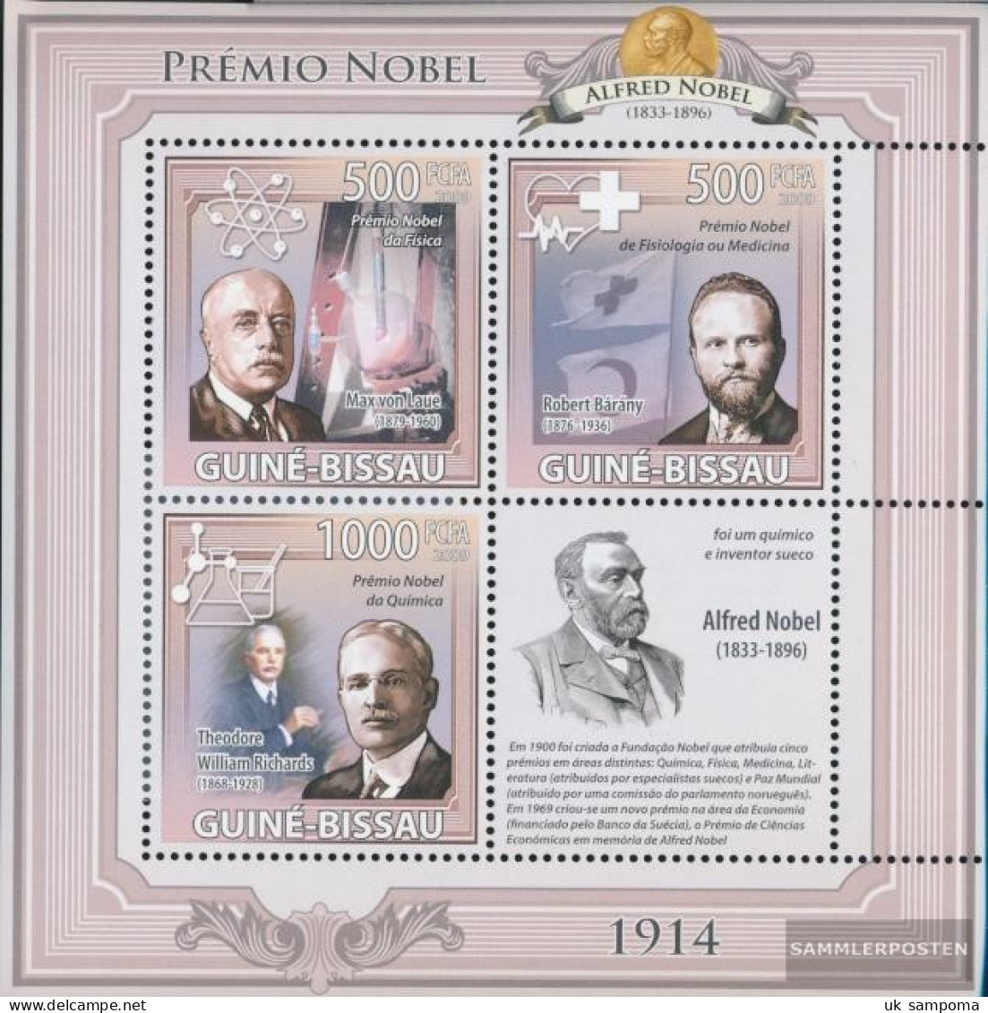 Guinea-Bissau 4538-4540 Sheetlet (complete. Issue) Unmounted Mint / Never Hinged 2009 Nobel Prize 1914 - Guinea-Bissau