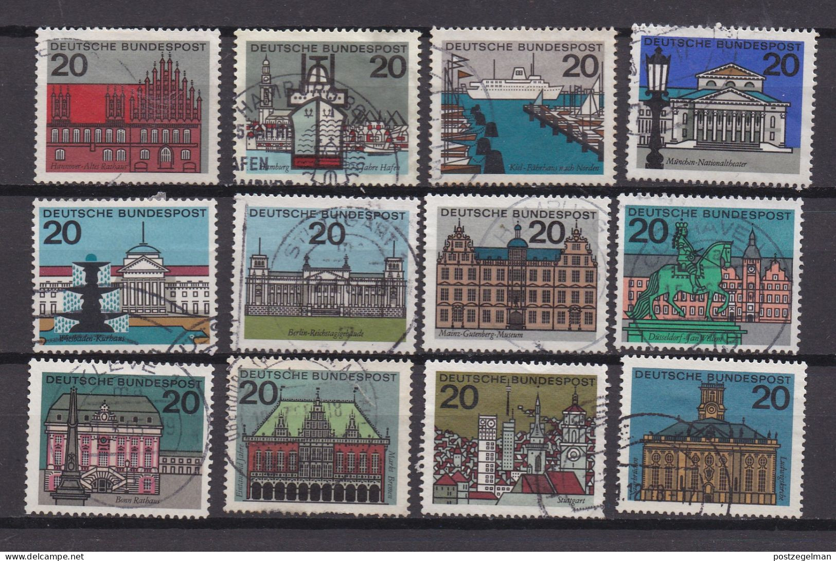 GERMANY 1964 Cancelled Stamp(s) Capital Cities 416-427 - Gebraucht