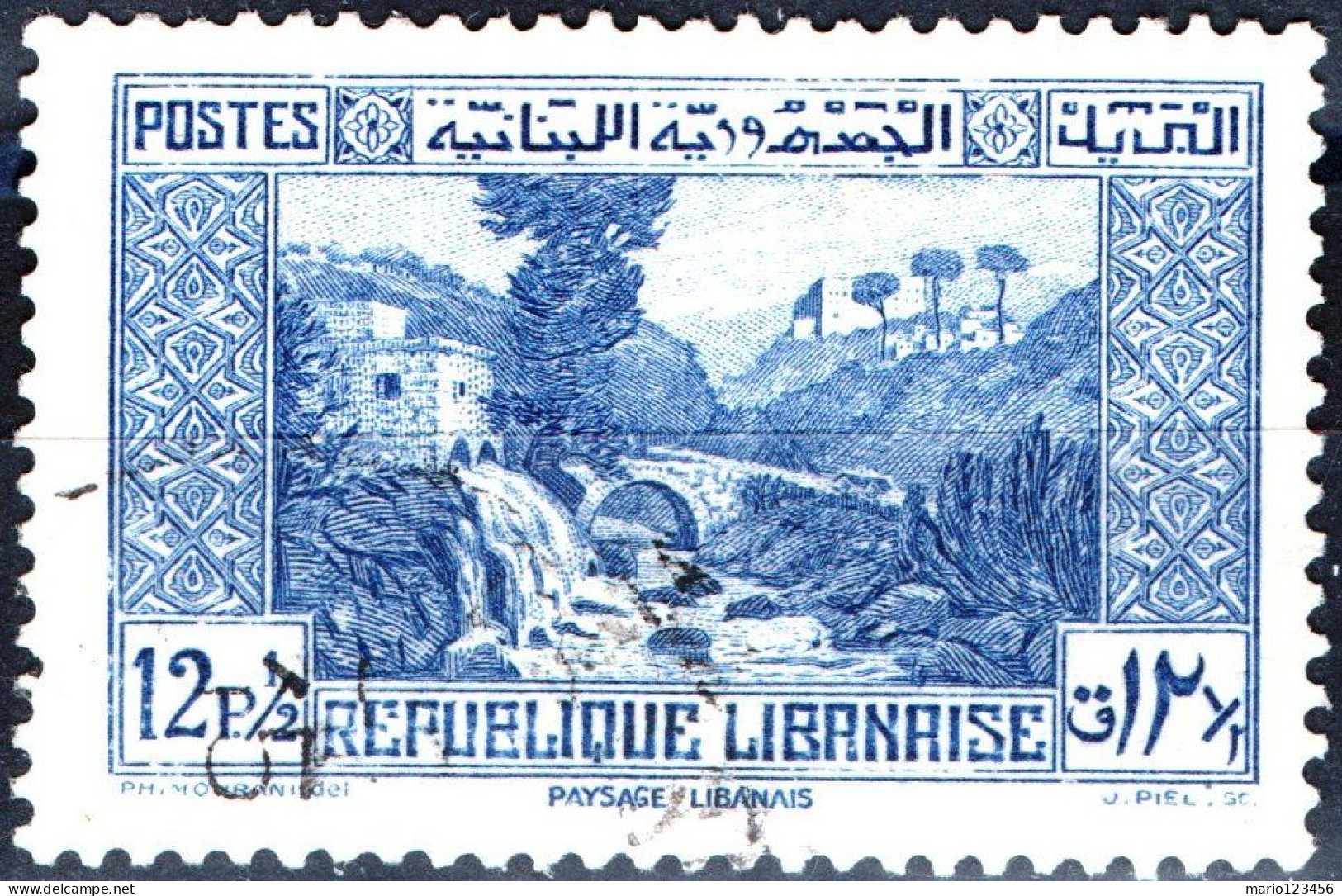 LIBANO, LEBANON, PAESAGGI, LANDSCAPES, 1940, USATI Scott:LB 142A, Yt:FR-LB 171 - Gebraucht