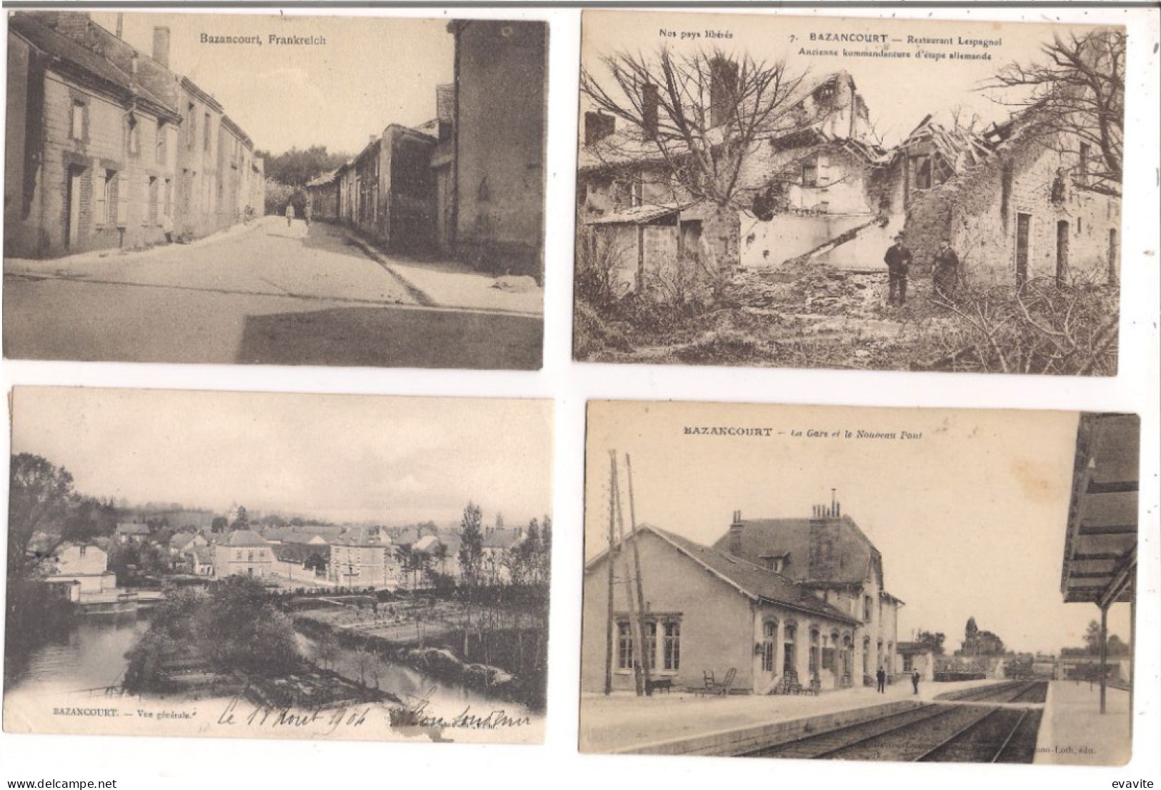 Lot De 7 CPA (51)   BAZANCOURT    Gare Et Autres Voir Scan.... - Bazancourt