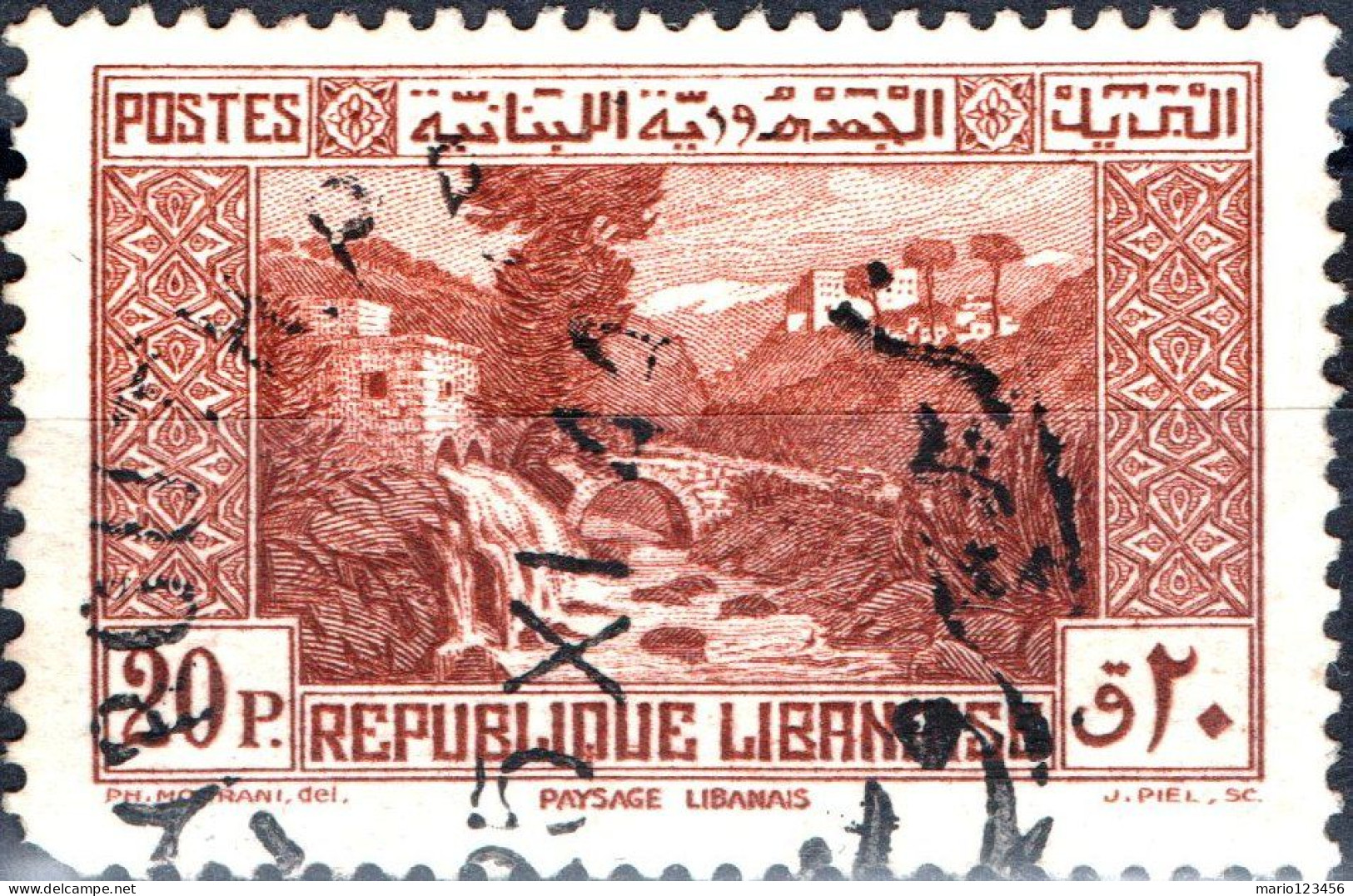 LIBANO, LEBANON, PAESAGGI, LANDSCAPES, 1940, USATI Scott:LB 143A, Yt:FR-LB 172 - Oblitérés