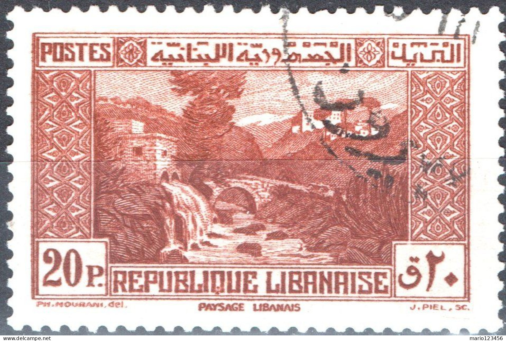 LIBANO, LEBANON, PAESAGGI, LANDSCAPES, 1940, USATI Scott:LB 143A, Yt:FR-LB 172 - Gebruikt