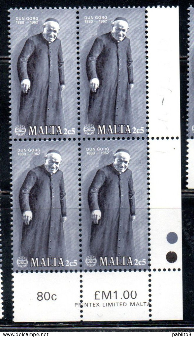 MALTA 1980 DON GORG PRECA BLOCK QUARTINA 2.5c MNH - Malta