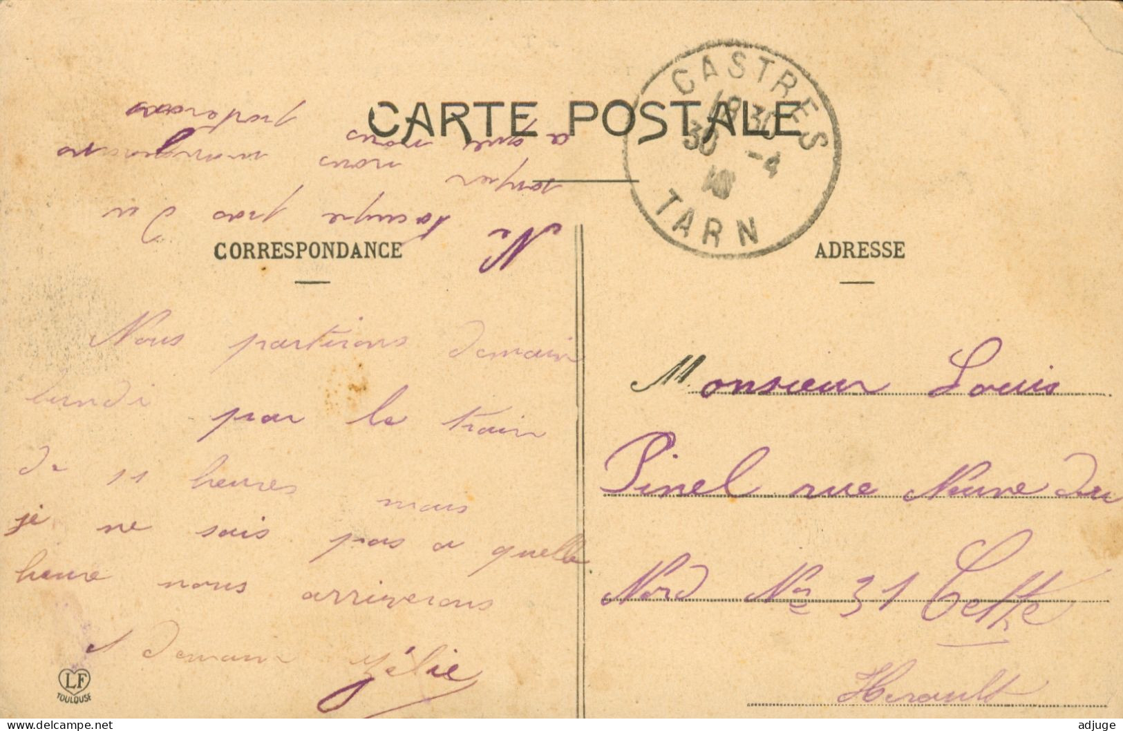 CPA-CASTRES - Le Séminaire - Façade Principale - Phototypie Labouche  N° 271* TàD 1916 **2 Scans - Castres
