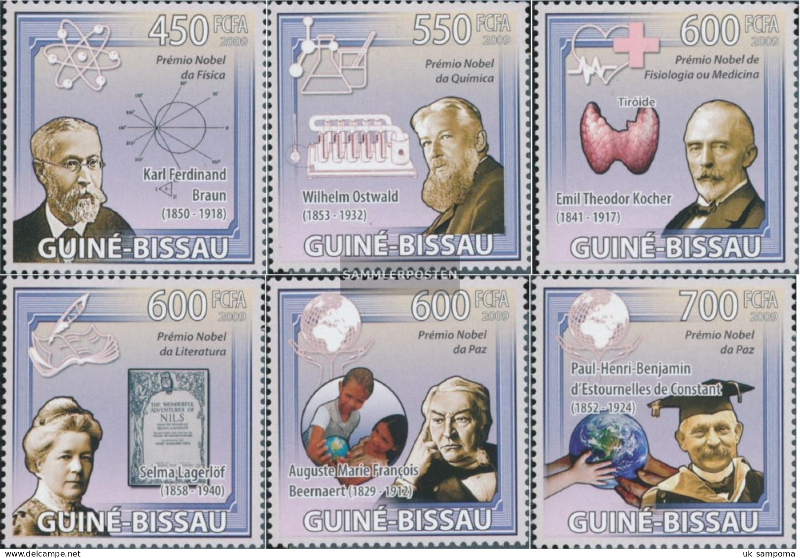 Guinea-Bissau 4309-4314 (complete. Issue) Unmounted Mint / Never Hinged 2009 Nobel Laureates - Guinea-Bissau