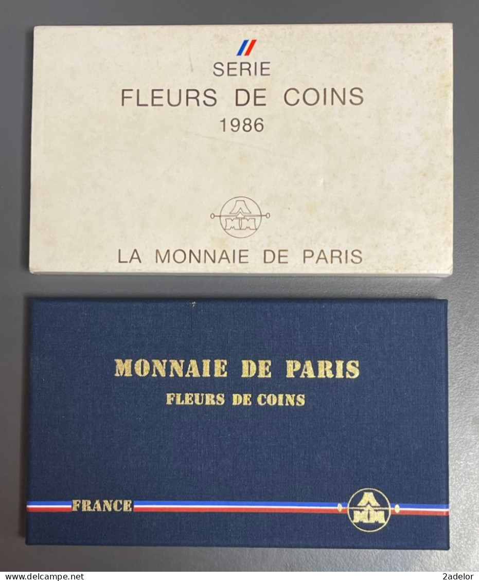 Coffret Série De Pièces Françaises Fleurs De Coins 1986, De 1 Centime à 100 Frs - Conmemorativos