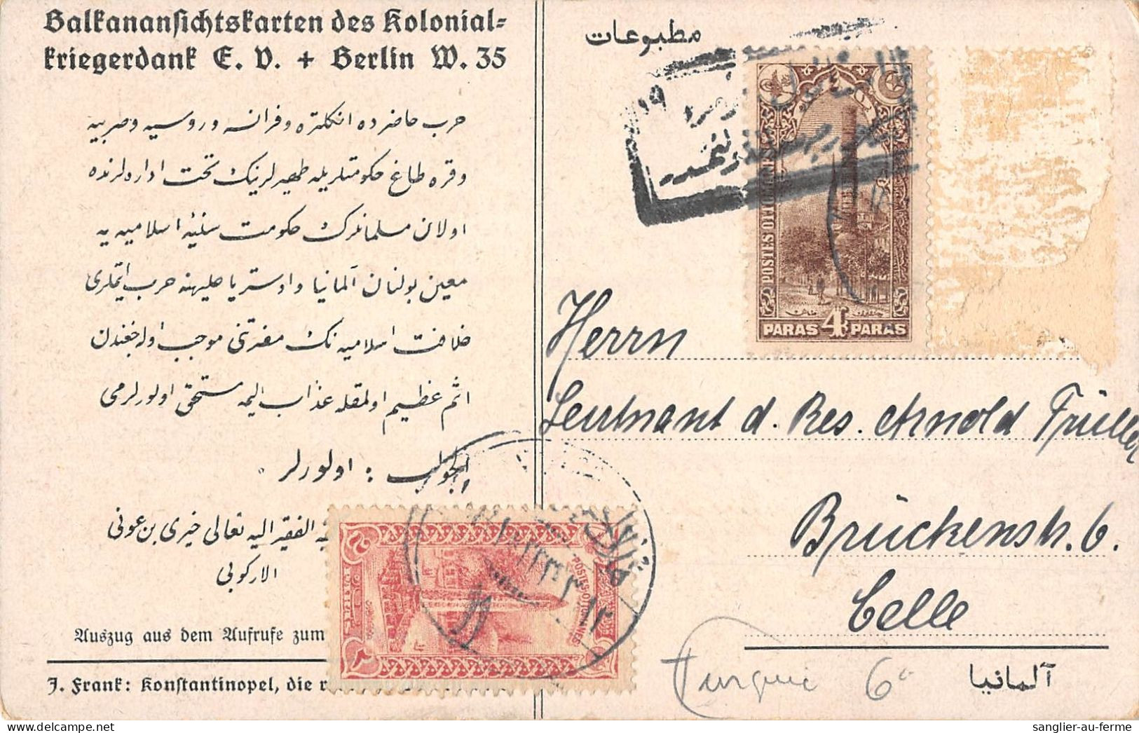 CPA / TURQUIE / POUR BULGARIE KOLONIAL / TIMBRE AU VERSO - Turkey