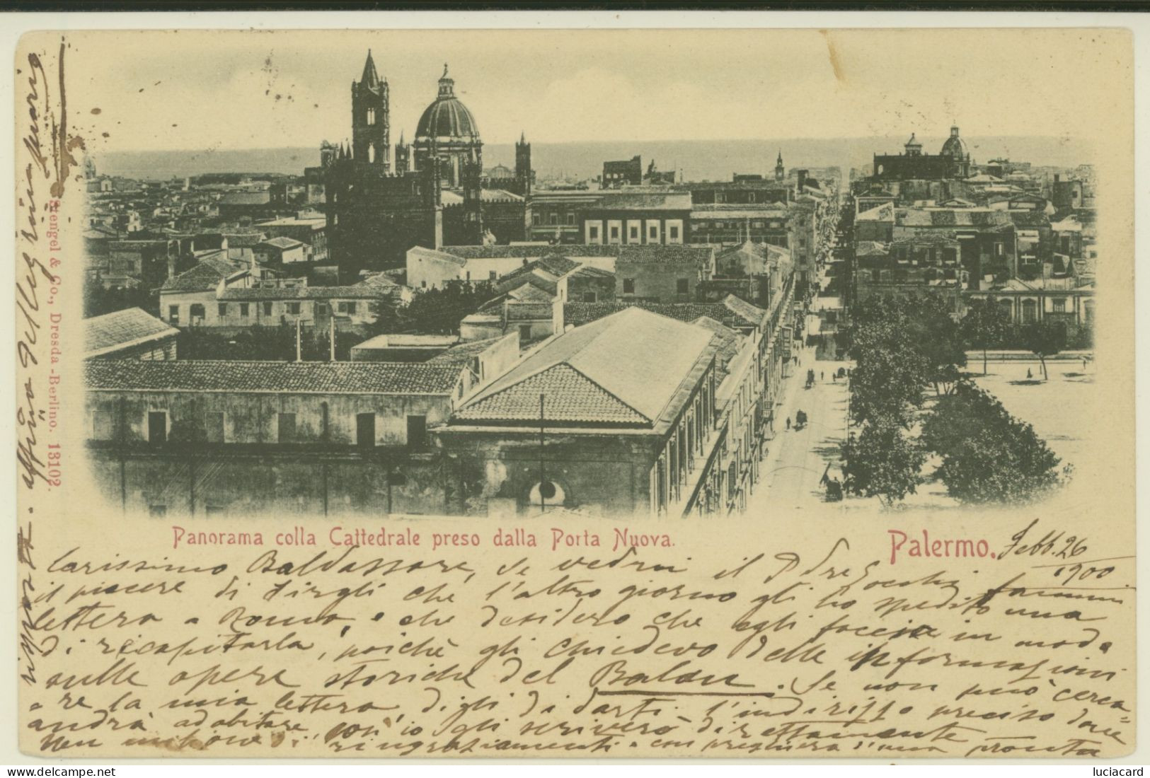 PALERMO -PANORAMA COLLA CATTEDRALE DALLA PORTA NUOVA 1900 - Palermo