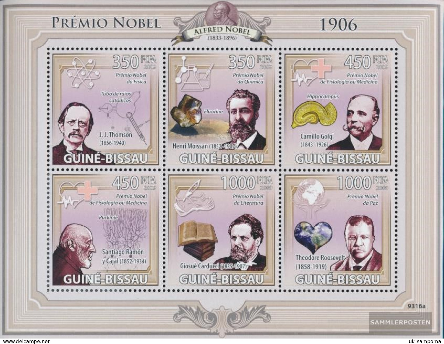 Guinea-Bissau 4242-4247 Sheetlet (complete. Issue) Unmounted Mint / Never Hinged 2009 Nobel Laureates - Guinea-Bissau