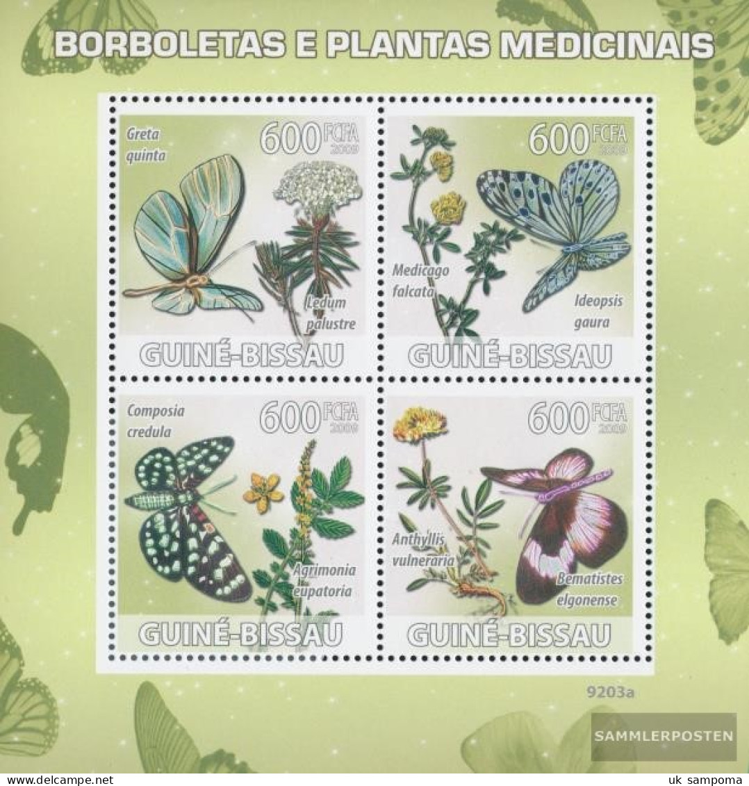 Guinea-Bissau 4127-4130 Sheetlet (complete. Issue) Unmounted Mint / Never Hinged 2009 Butterflies And Medicinal Plants - Guinea-Bissau