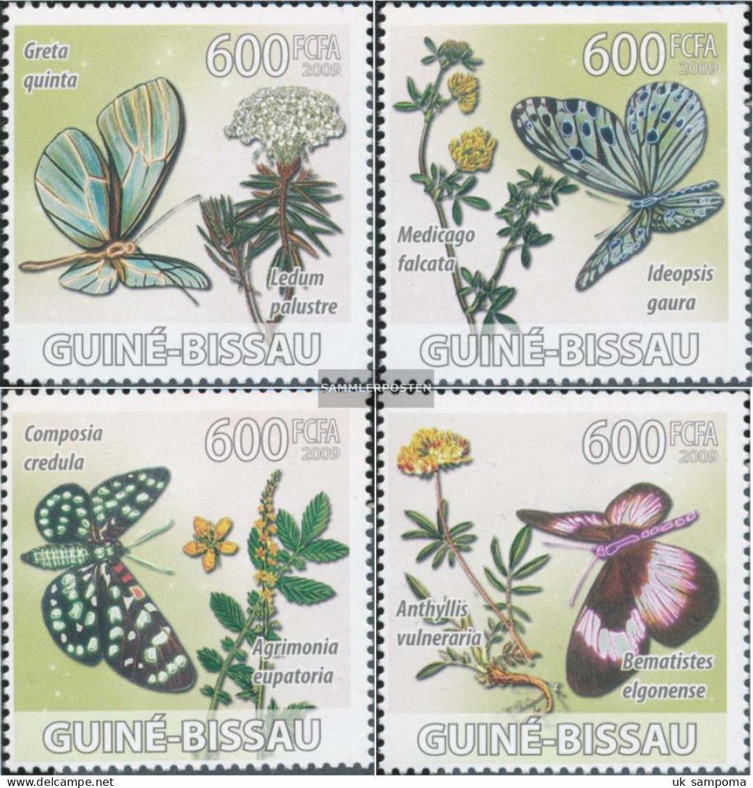 Guinea-Bissau 4127-4130 (complete. Issue) Unmounted Mint / Never Hinged 2009 Butterflies And Medicinal Plants - Guinea-Bissau