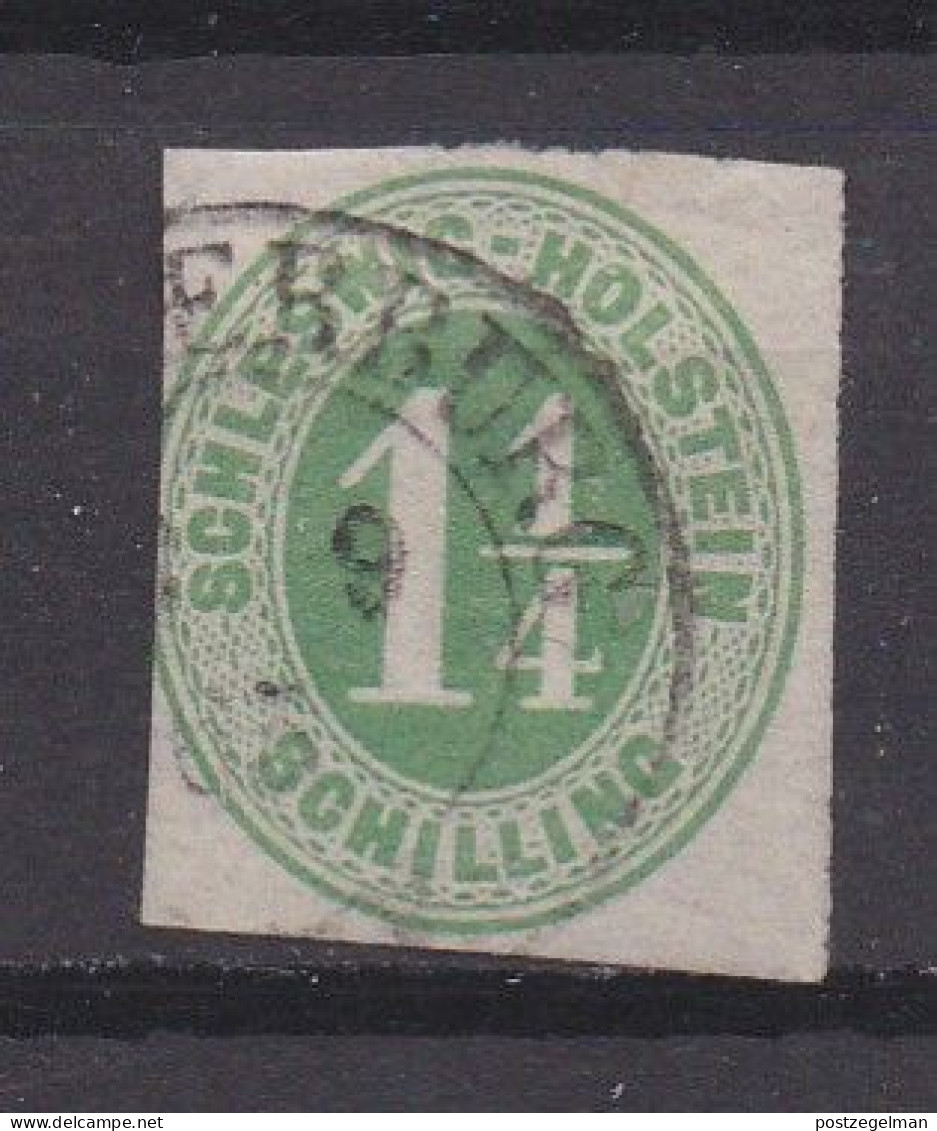GERMANY-SCHLESWIG, 1865, Used Stamp(s) , 1 1/4  Sch.  Olive Green, Michel Nr(s). 9, Scannr. 12959 - Schleswig-Holstein