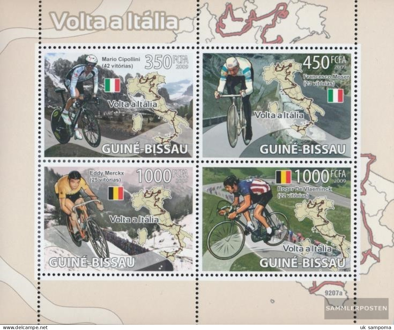 Guinea-Bissau 4086-4089 Sheetlet (complete. Issue) Unmounted Mint / Never Hinged 2009 Cycling In Italy - Guinea-Bissau