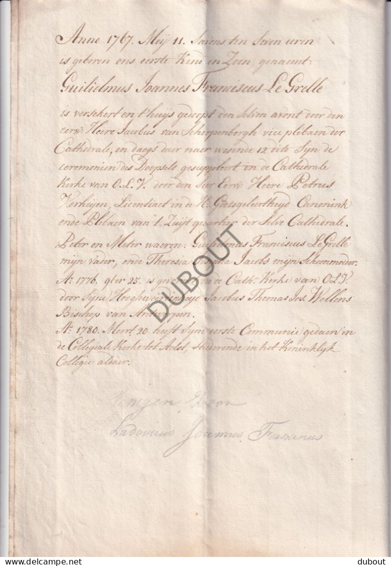 Familie Le Grelle - Johannes Guilielmus Gehuwd Met Maria Theresia Janssens 1766 (V3046) - Manuscrits