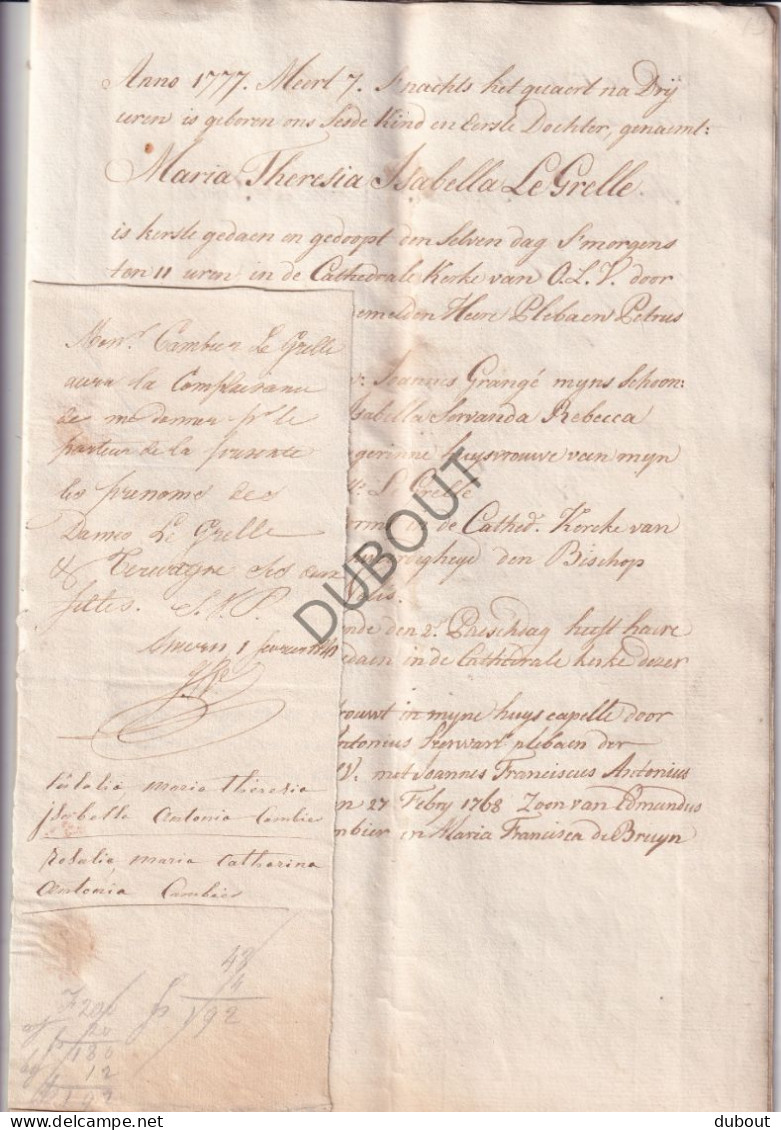 Familie Le Grelle - Johannes Guilielmus Gehuwd Met Maria Theresia Janssens 1766 (V3046) - Manuscripts