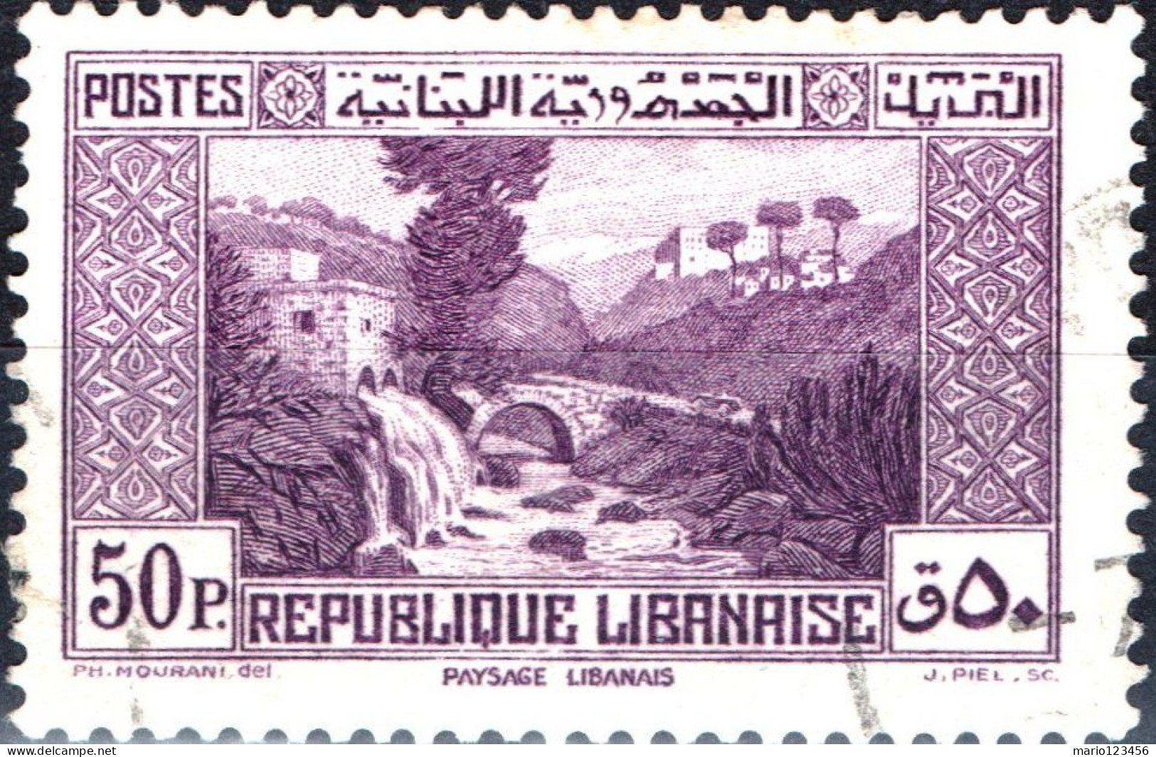 LIBANO, LEBANON, PAESAGGI, LANDSCAPES, 1940, USATI Scott:LB 143C, Yt:FR-LB 174 - Gebraucht