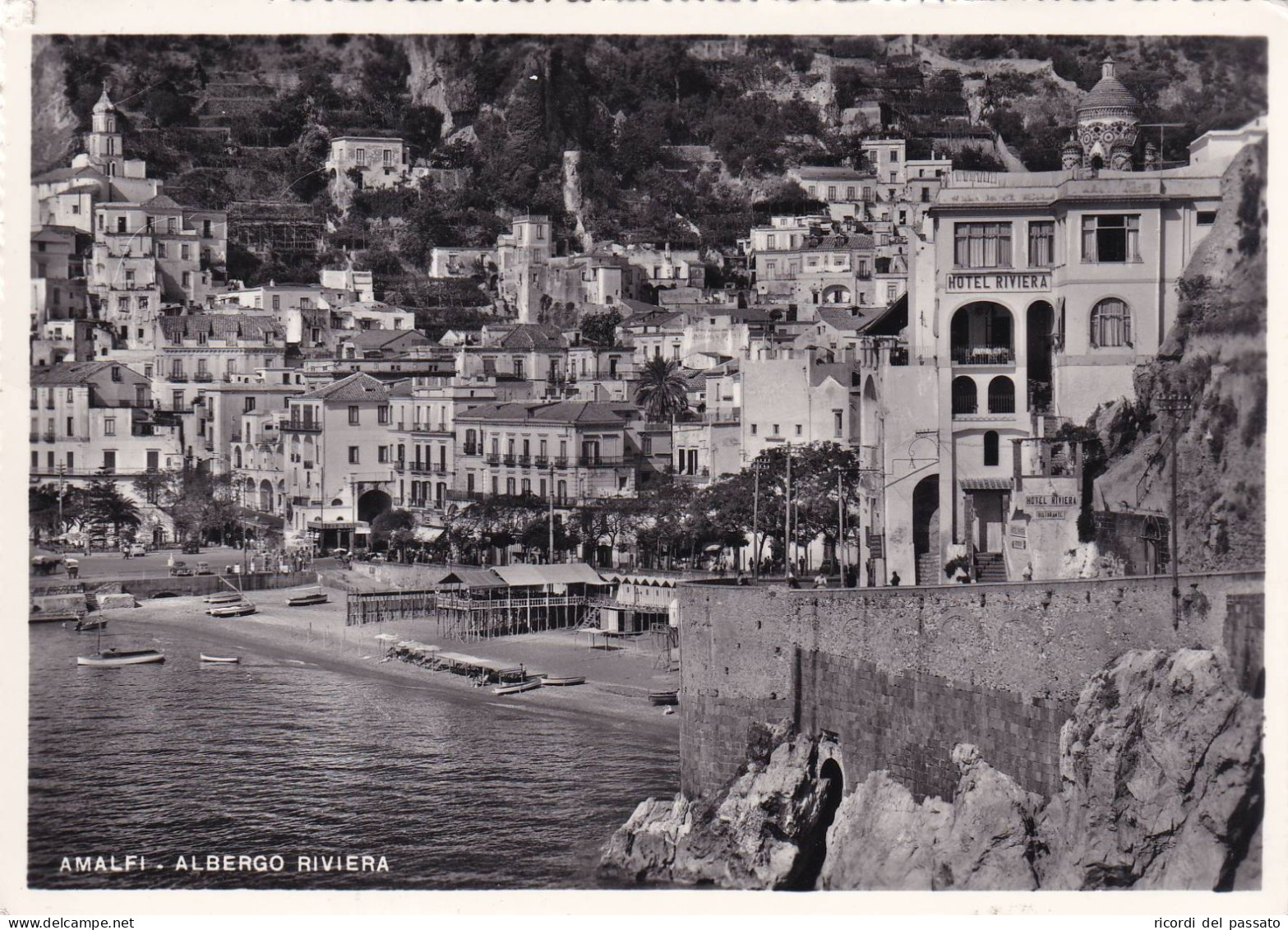 Cartolina Amalfi ( Salerno ) Albergo Riviera - Salerno